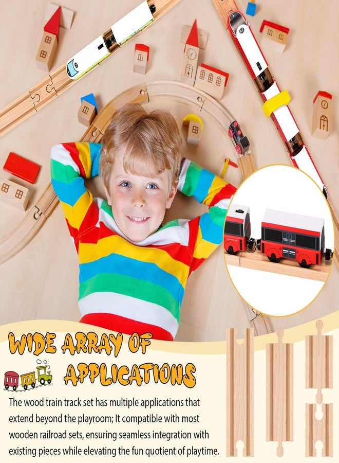 Liliful Pack of 8 Wood Train Track Expansion Packs Compatible with Most Train Tracks (2 Sizes,Mixed Straight) - Image 4